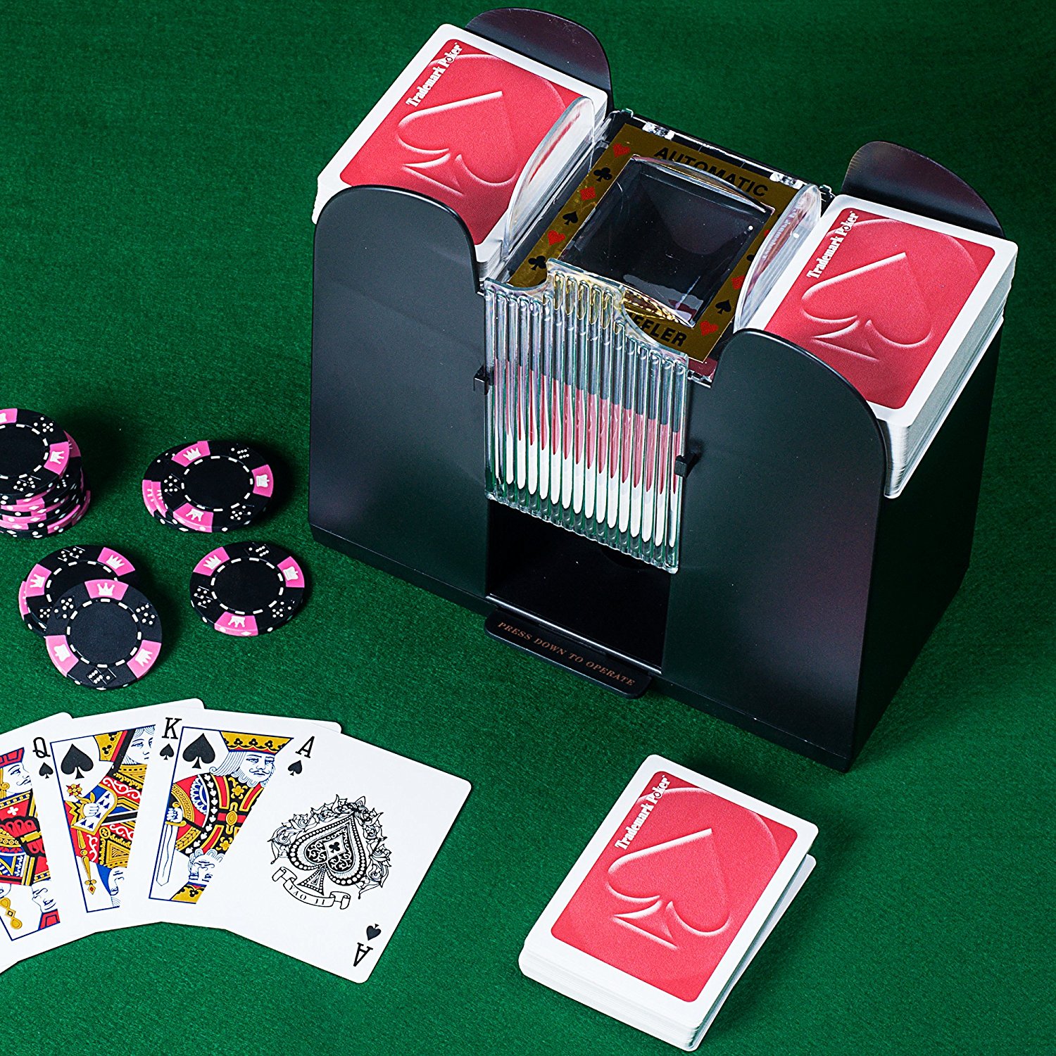 C Size Battery Operated Details about   Playing Card 6-Deck Automatic Card Shuffler