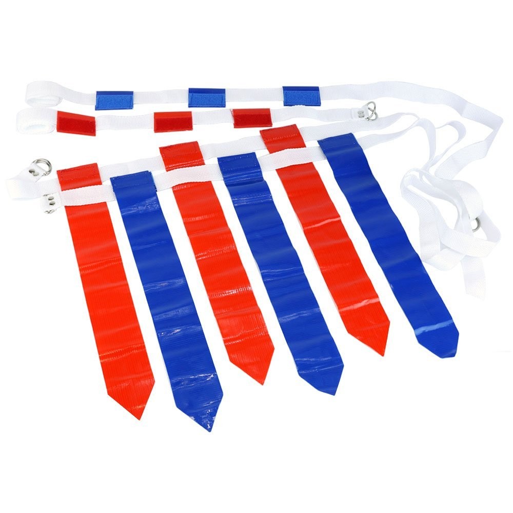 WYZworks Red and Blue Football Flag Set 12 Belts with 36 Flags 18 per color 