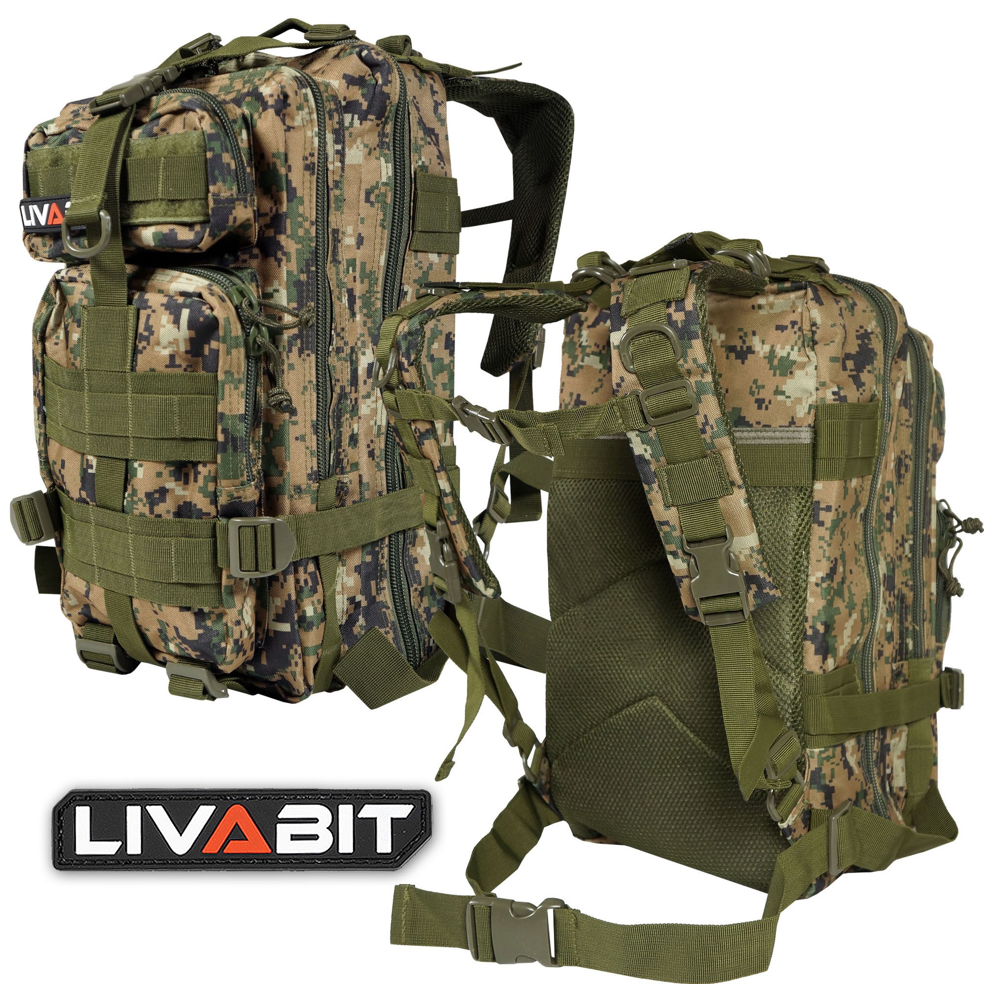 Heavy Duty Digital Camo Tactical Backpack Day Pack Water Resistant Bug Out Bag 