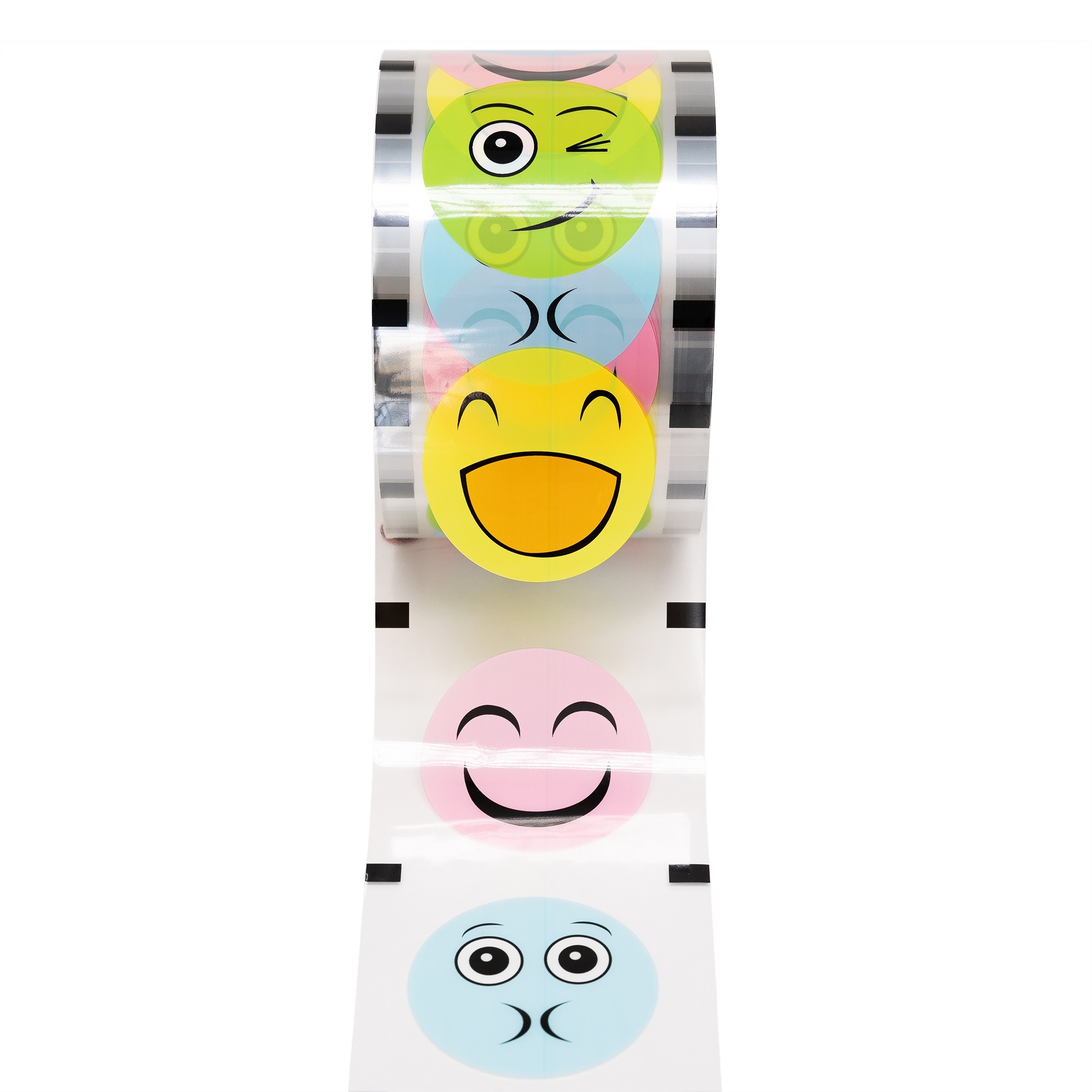 Cup Sealer Film w/ Clear Colorful Smiley Face Design PP 90mm-105mm for Boba Tea