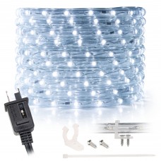 100' Cool White LED Rope Light - Home Outdoor Christmas Lighting