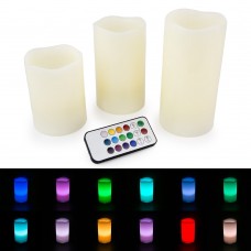 LED Flameless Ivory Candles - Set of 3 (4" 5" 6") Color Changing with Remote